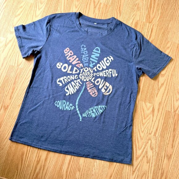 Floral Inspirational Graphic T Shirt Size L You Are Enough Positive Word Art - Picture 4 of 8